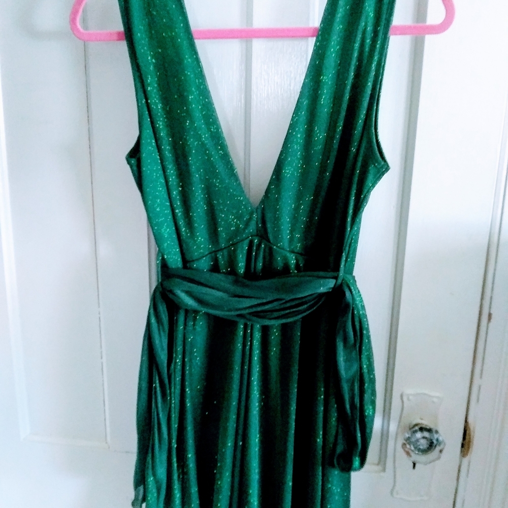 Glittery Chiffon in Emerald Dress